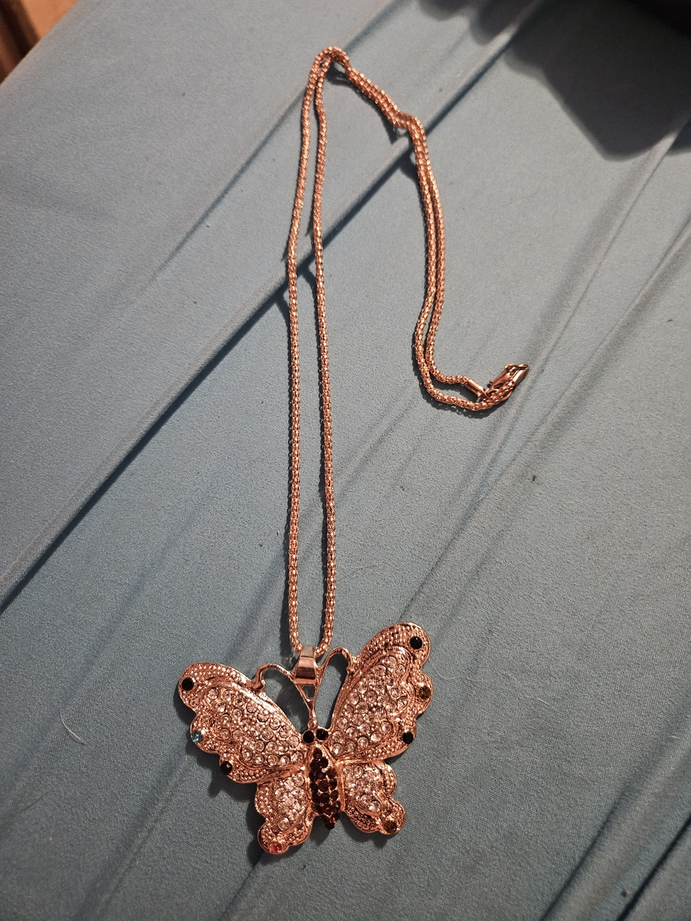 Rose Gold Butterfly Pendant Necklace - Women Jewelry